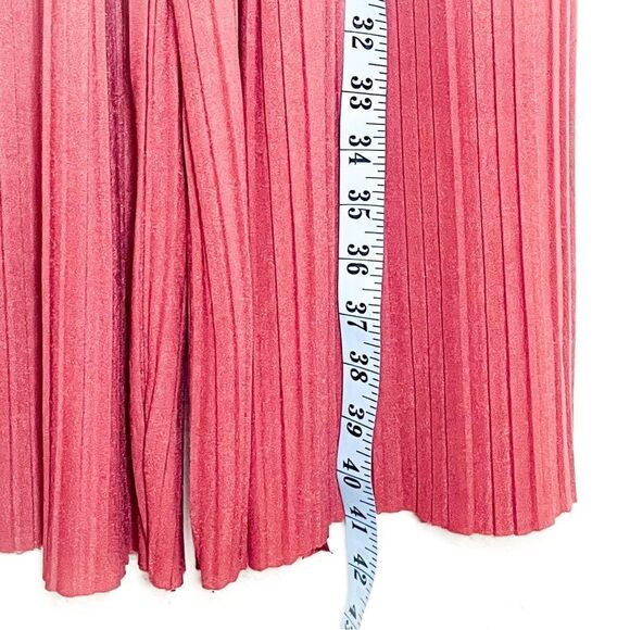 Pink High-Waisted Pleated Wide-Leg Pants with Tie Belt, Size 2 - Picture 5 of 7